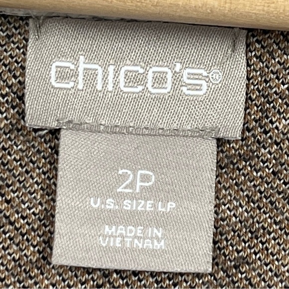 Chico’s Jacquard Bateau Neck equestrian chain belt cotton blend sweater, LP. - Picture 7 of 8